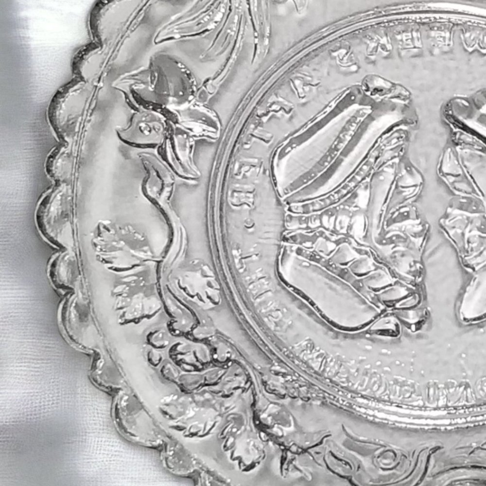 EAPG Mini Clear Glass Plates Westmoreland The Wedding Day & Hearts & Lyre 1930 - Picture 8 of 8